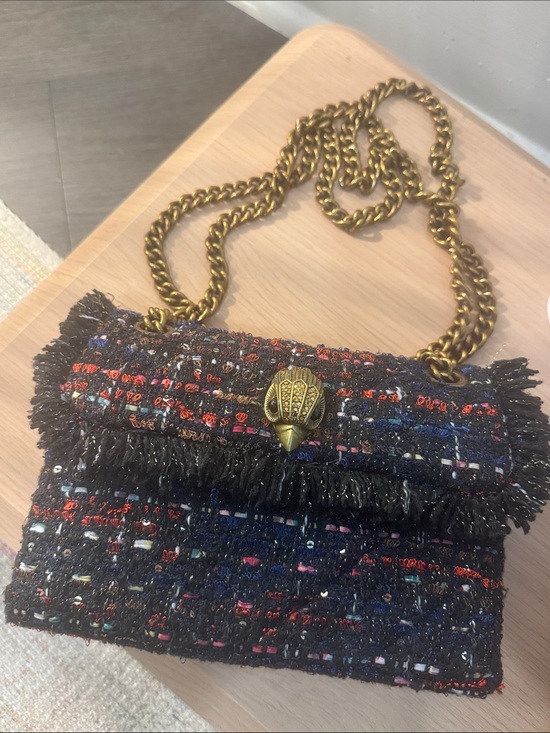 Kurt Geiger Handbags - Kurt Geiger Chain Strap Tweed Shoulder Bag in Black Multi